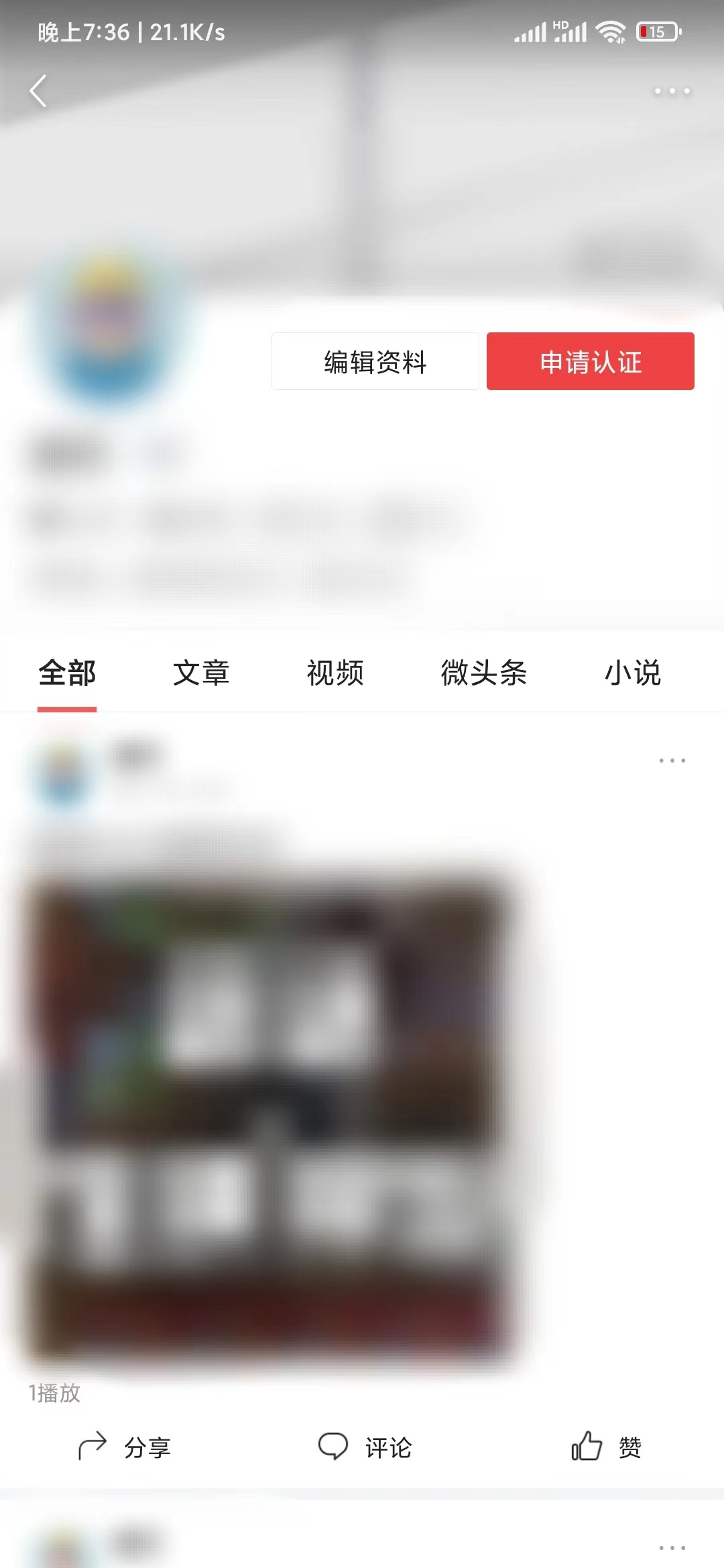 頭條搜索極速版主頁視頻文章